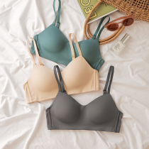  Seamless gathered breast bra without steel rim sports underwear womens small chest thin section large chest display small full cup bra