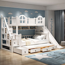  Full solid wood childrens high and low bed Two-story mother and child bed mother and child bunk bed Double-layer multi-function small apartment bunk bed