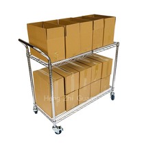 Stainless steel e-commerce warehouse picking truck chrome-plated anti-static turnover car line network material workshop mute trolley
