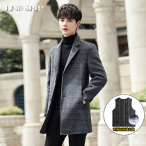 2021 autumn and winter wool coat mens medium length thick Korean double-sided cashmere woolen coat trench coat