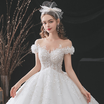 Main wedding dress 2021 new bride simple atmosphere pregnant woman cover pregnant belly large size small children forest department tail luxury
