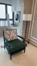 American Solid Wood Abacus Bead Reception Hotel Casual Tiger Chair Cloth Art Printed Single Sofa Can Be Detached And Customized