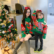 Parent-Child women Christmas sweater snowflake foreign mother and child wool top 2021 autumn winter knitted siblings tide