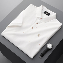 Ming Shi Wind knitted polo shirt mens summer thin trendy brand business casual lapel embroidery mens short-sleeved T-shirt