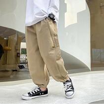 Boys work pants Korean version children casual pants loose CUHK childrens pants 2022 autumn clothing new spring and autumn trousers