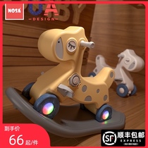 Childrens rocking horse baby one year old gift is thickened safe non-rollover non-Burr living room indoor Trojan toy