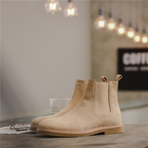  European and American British sleeve Chelsea boots mens short boots leather mens boots Kan Ye frosted Martin boots gentleman high-top shoes men