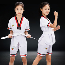 Pure cotton taekwondo clothing children adult pure cotton men and women long-sleeved short-sleeved training clothing beginners