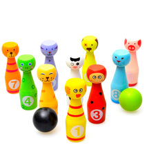 Large wooden bowling childrens beneficial intelligence early education set wooden baby parent-child interactive toy boy