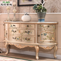 Painted European-style entrance cabinet American solid wood dining side cabinet Entrance foyer semicircular decorative cabinet Bedroom TV cabinet