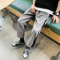 Hong Kong style ins casual sweatpants Mens autumn large size loose nine-point pants Tide brand summer couple straight wide-legged pants