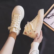Daughters big coffee grass canvas shoes womens 2021 new summer explosion white shoes student all-match Korean version