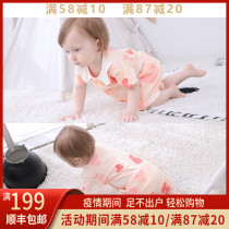 Baby Summer Dress Baby Girl Pure Cotton One-piece Clothing Slim Fit Short Sleeve Summer Khae Newborn Clothes Summer Climbing Clothes