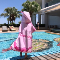 Childrens bath towel Cloak with hood Boy and girl absorbent quick-drying bathrobe Swimming towel Hot spring travel beach towel
