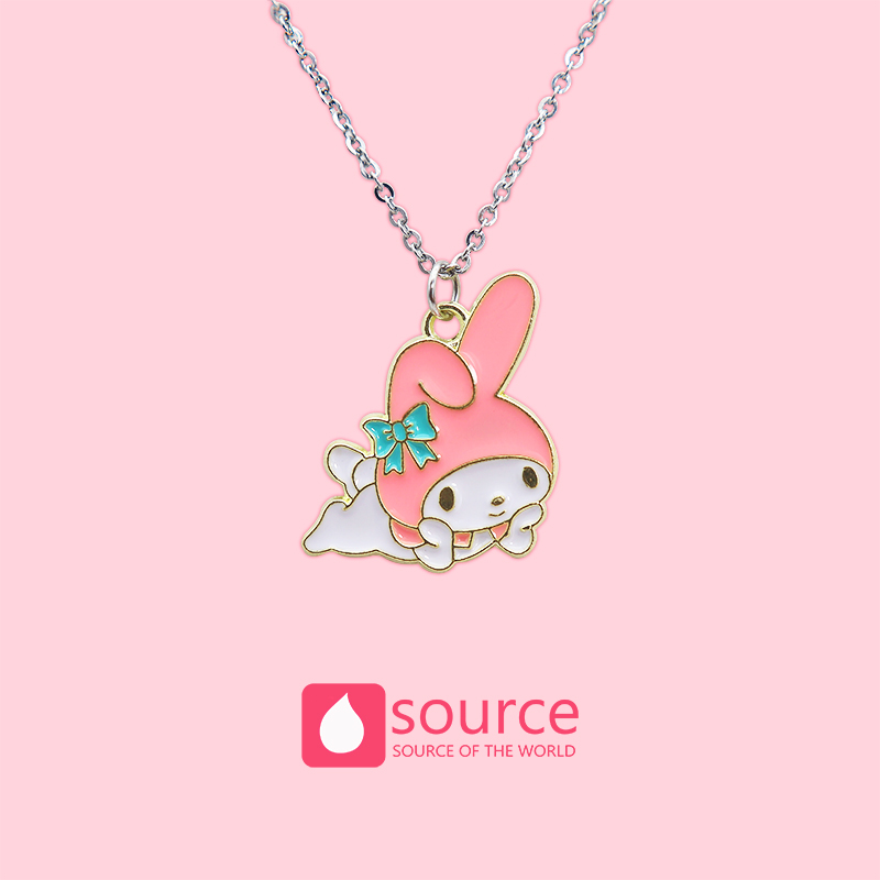 Memory Wan Plays the Role of Couple Melody Oil Dropping Alloy Sweet and Cute Versatile Girl Friend Cartoon Silver Plated Necklace