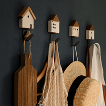 Xi You 丨 Solid wood retro creative door ornaments coat rack bed and breakfast dormitory wall ins wind four-piece hook