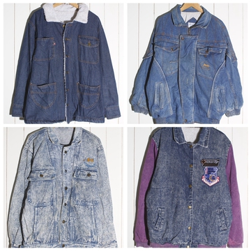古着牛仔外套女男复古vintage原宿风bf雪花水洗发牛仔衣服批9