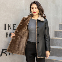 2021 New Haining leather leather women short sheep wool one mink fur fur thick mother coat