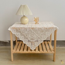 Lace tablecloth ins style vintage bedside table cover all-inclusive small table White French refrigerator drape