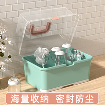 Baby food bowl chopsticks spoon storage box baby tableware bottle storage box bowl cabinet basin drain dust and insect proof shelf