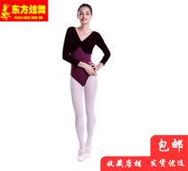Oriental dazzling dance womens practice clothes womens jumpsuits dance clothes gymnastics clothes adult gold velvet short sleeve body clothes
