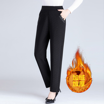 Mother's pants plus velvet padded winter pants for middle-aged and elderly women's pants 2021 new old foreign style elastic pants