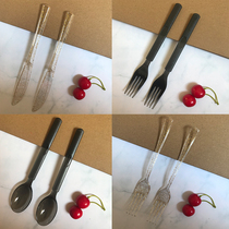 Disposable environmental protection tableware knife and fork spoon childrens birthday party cake party barbecue picnic fruit fork theme