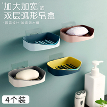 Soap box Suction cup Wall-mounted drain hole-free double-layer bathroom toilet portable soap shelf Soap box