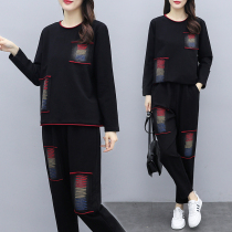 2021 Fat Sister Leisure Sports Style Plus Size Womens Wear Thin Cover Belly Age Autumn Fashion Two-Piece Set