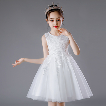 Girls Princess Dress Summer Dress 2021 New White Skirt Childrens Western Style Girls Summer Tone Dress