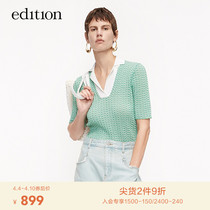 Edition flap collar wool woven blouse Women summer style Comeback Vintage Slim knit short sleeve polo collar sweater
