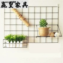 19 grid frame iron grid mesh wire mesh shelf adhesive hook Wall toy storage plane photo hanging wall desktop