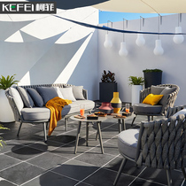 Rope outdoor sofa real estate villa soft decoration designer outdoor rattan tea table courtyard garden model room