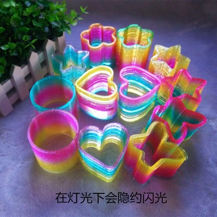 Children's Magic Show Colorful Luminescent Rainbow Ring Stretching Elastic Ring Plastic Spring Toy