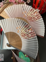 Japanese style ancient style folding small womens bamboo classical Chinese style dance fan folding fan folding fan portable craft fan cherry blossom