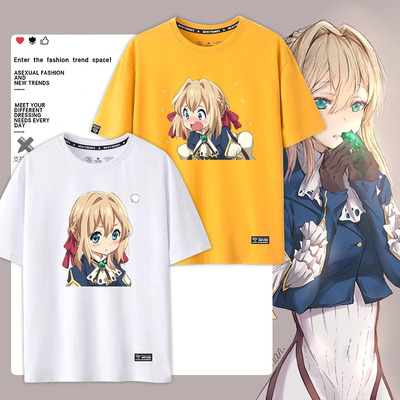 taobao agent Violet Eternal Garden Willete Anime Surrounding men and women short -sleeved cotton cotton T -shirt Student couples ZM