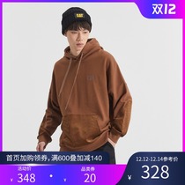 CAT Carter 2021 Autumn New loose hooded sweater men printed corduroy stitching hooded jumper men