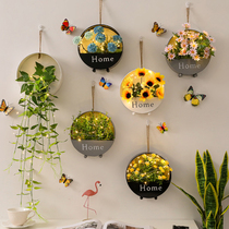 Wall decoration pendant TV background wall creative wrought iron flowerpot living room bedroom dining room blocking wall hanging