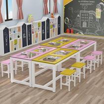 Tempered glass painting table trusteeship class student kindergarten table and chair training table art calligraphy studio table tutoring table
