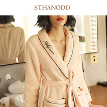 Biganos new couple nightgown womens autumn winter extended version thick winter womens flannel pajamas couple male bathrobe