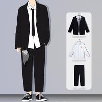 Mens casual suit Korean version of the trend handsome slim DK uniform net Red Hong Kong style Ruffian handsome small suit jacket