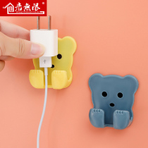 Plug adhesive hook non-perforated electrical power plug storage holder cartoon cute seamless strong sticky hook