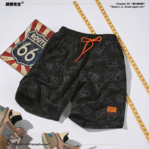 Area 51summer American trendy mens fun printing loose shorts casual sports five-point pants drawstring beach pants