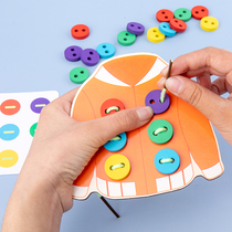 Focus on toy clothes button puzzle game early teaching children 3 years old children training 4 color cognitive table tour