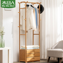 Wooden horse hanger Floor-to-ceiling bedroom cloakroom Clothing bag rack Simple cabinet storage dormitory household simple and modern