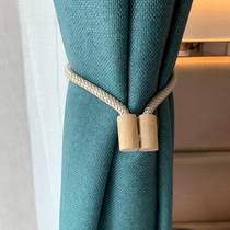 Simple modern curtain buckle strap Creative cute curtain strap Light luxury high-grade tie strap magnet Japanese wood