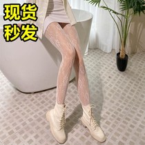 Lace fishnet stockings white stockings womens thin anti-hook silk summer ultra-thin jk socks pantyhose large size white silk black silk
