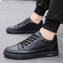 Chef mens shoes summer non-slip waterproof casual leather shoes work work flat shoes mens spring and autumn labor insurance trendy shoes