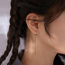 Small Elk People 925 Brief Bent Hook Long earline pure silver earrings Earrings Earrings Earrings with small crowdsourced design individuality wave
