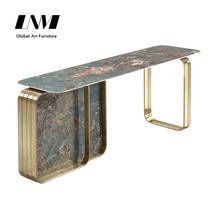 Italian minimalist entrance table Light luxury art living room decoration entrance Taipei European rock board entrance Marble entrance cabinet